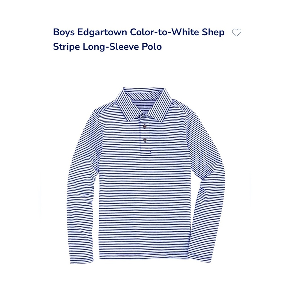 Vineyard Vines Boys Edgartown Color-to-White Shep C
Stripe Long-Sleeve Polo